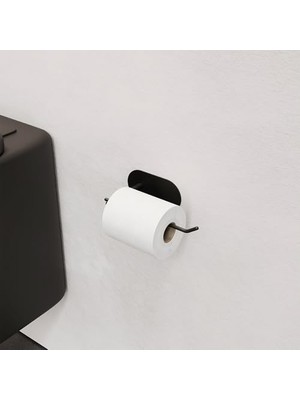 Kazan Hobi Siyah Tuvalet Kağıtlığı/yapışkanlı Sistem Tuvalet Kağıtlık, Mat Siyah, Paslanmaz Çelik