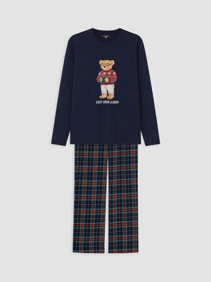 Lcw Lc Waıkıkı Lacivert Ayı Teddy Baskılı Erkek Pijama Takımı
