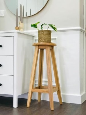 Kazan Hobi 70 cm Yüksekliğinde Ahşap Bar Taburesi, Country Tarzı, Ahşap Renk