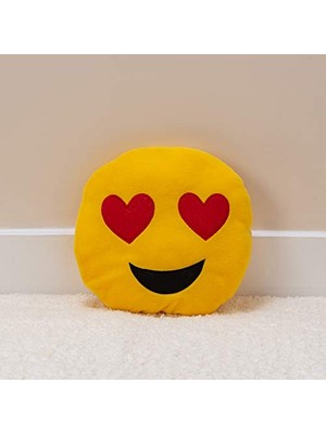 Kazan Hobi 35X35 cm Nakış Işlemeli, Kalp Gözlü Emoji Yastık
