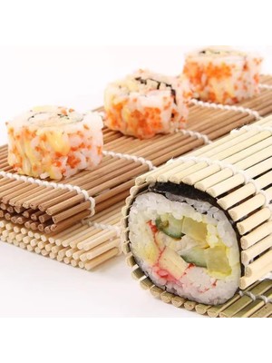 Kazan Hobi Bambu Sushi Sarma Hasırı, 24X24 Cm, Doğal Bambu Sushi Matı