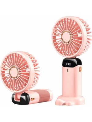 Kazan Hobi El Vantilatörü; Taşınabilir Mini Vantilatör, Şarj Edilebilir, 5 Hız Kademeli, Katlanabilir USB Vantilatör, Ofis, Dış Mekan Için (Pembe)