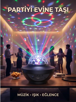 Fantastik Store Müzikli Rgb Disko Lambası Bluetooth Hoparlörlü Renkli Parti Işığı USB Tf Kart Girişli