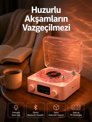Fantastik Store Vintage Tarz Bluetooth Hoparlör – Gece Işığı ve Zaman Göstergeli Yeni Nesil