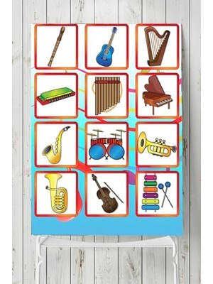 Kazan Hobi PSTER7368 Müzik Aletleri Eğitim Posteri 60X90 cm