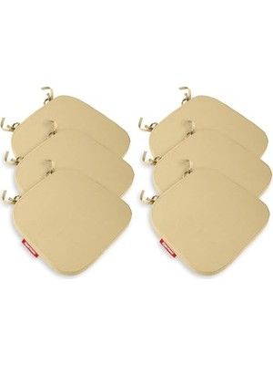 Kazan Hobi Bej Oval Sandalye Minderi, 6'lı Set, 42X42X5 Cm; Fermuarlı Yıkanabilir Kılıf, Bağcıklı, Kaymaz