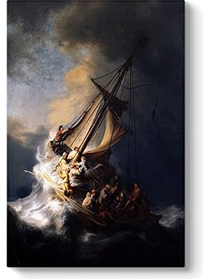 Kazan Hobi Rembrandt, Celile Denizi'nde Fırtına Tablosu 80 x 125