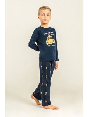 Arnetta %100 Pamuk Uzun Kol Erkek Çocuk Pijama Takım 3833