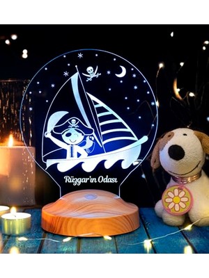 Kazan Hobi 3D Korsan 3 Boyutlu Çocuk Gece Lambası, LED