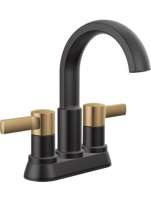 Kazan Hobi Albion Centerset Banyo Bataryası, Siyah/altın 2 Saplı, Metal Push-Pop Tahliye Montajlı, Mat Siyah/şampanya Bronz 25855LF-GZ