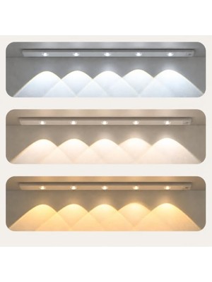 Kazan Hobi Hareket Sensörlü Slim LED Kabin Armatürü, Dekoratif, Dim Edilebilir, USB Şarjlı, Beyaz, 60 cm