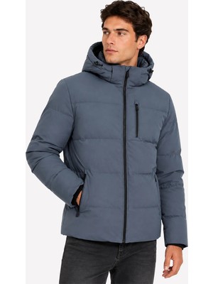 Jack & Jones Jack&jones Becks Puffer Erkek Gri Kapüşonlu Mont