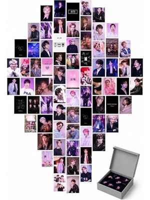 Kazan Hobi Bts Duvar Poster Seti; Kolaj Set, 60 Adet, Pembe Bts Poster Seti, 10 Cm*15 Cm, Kalın Kuşe Kağıt