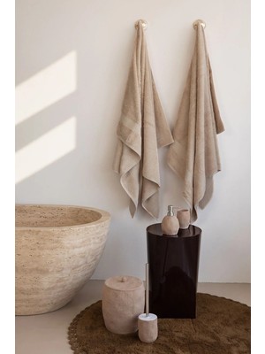 İrya Mısır %100 Mısır Pamuğu 2'li Havlu Seti 70X140 cm Oyster Beige