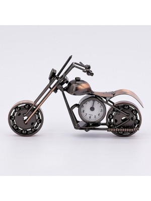 Hediye Vakti Kişiye Özel Metal Motosiklet Tasarımlı Analog Masa Saati - Dekoratif Motorcu Masa Süsü