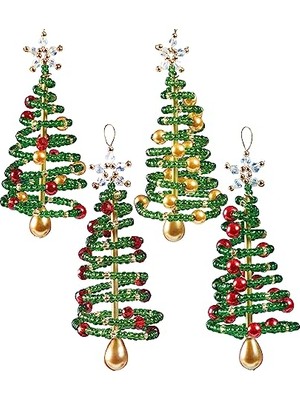 Kazan Hobi Boncuklu Noel Ağacı Süs Kiti, 4 Ağaç Için