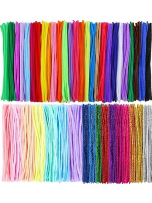 Kazan Hobi Şönil Pastel Metalik ve Ana Renkler 30 cm 75'li 1 Set Renkli Tüylü Tel Peluş Tel 30 cm Elişi Okul Projeleri Süsleme