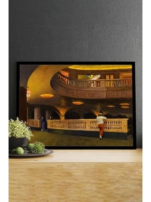 Kazan Hobi PSTER14771 The Sheridan Theatre- Edward Hopper Sanatsal Çerçeveli Tablo 40 x 50