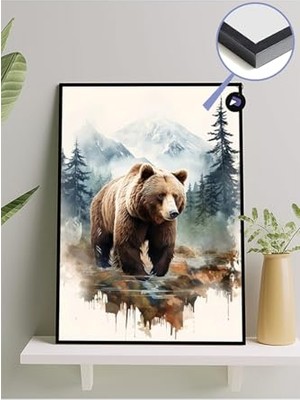 Kazan Hobi (PSTER795) Ayı Doğası Hayvan Çerçeveli Tablo, Çerçeveli Poster 21 x 30