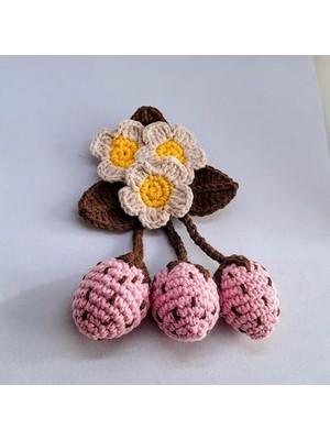 Kazan Hobi 3 Çilek ve 3 Çiçek Tasarımlı Pastel Lastikli Toka