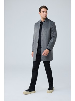 Danger Erkek Relaxed-Fit Premium Yün Kaşe Kaban Gri 4351DNGR