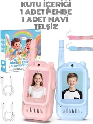 Kazan Hobi Akıllı Çocuk Telsizi Seti, Görüntülü Ekranlı, Karşılıklı Konuşma, 2 Adet Oyuncak Walkie Talkie