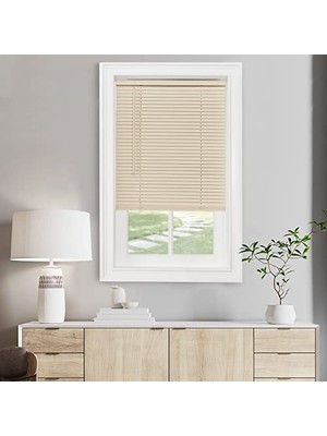 Kazan Hobi Akülü Işık Filtreleme Mini Stor Perde, 72 Inç Genişlik, 172 cm Uzunluk, 2,5 cm Çıta Boyutu, Alabaster, Akülü Gıı Morningstar Iç Mekan Yatay Panjur