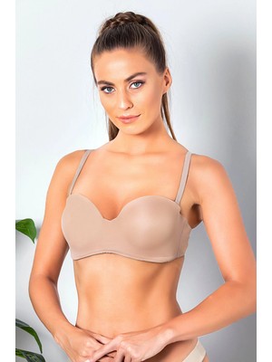 Pileli Store Straplez Lotus Sütyen Cappucino (MGP11260)