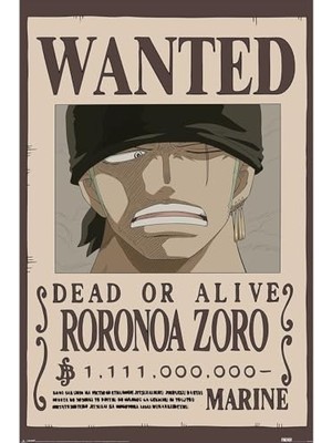 Kazan Hobi Wanted Zoro Duvar Posteri, 90 x 60 cm
