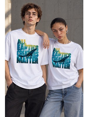 Leftist Leftıst All Earth's Creatures Matter Oversize Tişört Beyaz