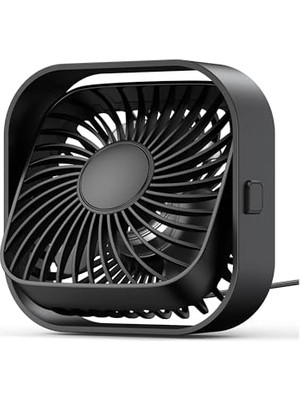 Kazan Hobi K51 Masaüstü Vantilatör, 360 ° Döner Başlıklı, 3 Kademeli, Siyah, USB Kablolu Soğutucu Fan