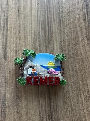 Kazan Hobi Plaj Temalı Dekoratif Buzdolabı Magneti, Palmiye ve Deniz Manzaralı, El Yapımı Turistik Hediyelik Eşya