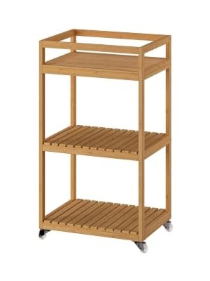 Kazan Hobi 42X33X76 cm Bambu Servis Arabası, Tekerlekli Banyo Rafı ve Düzenleyici