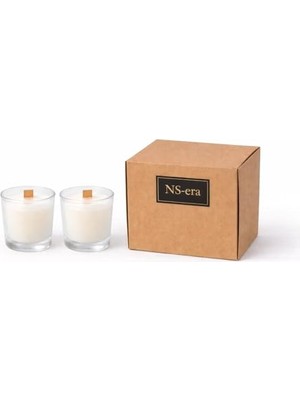 Kazan Hobi 40 ml Tarçın Kokulu, Ahşap Fitilli Doğal Soya Mumları, 2'li Set