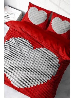 Kazan Hobi Nevresim Takımı, %100 Pamuk Saten Çift Kişilik Woven Heart, MONOHOME39028