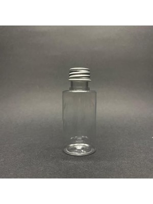 Kazan Hobi 30 cc Kısa Silindir Pet Şişe, Gümüş Metal Kapaklı, 30 ml x 10 Adet