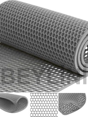 Kazan Hobi Bal Petek Pvc Paspas, Islak Zeminlerde Kaydırmaz, Iç Dış Mekân, Banyo Duş Lavabo Havuz Kenarı (Gri, 90 x 200)