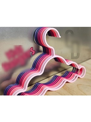 Alvera Dalgalı Tasarım Çocuk/bebek Kıyafet Askısı Seti – 6'lı (Mor-Pembe Tonları)