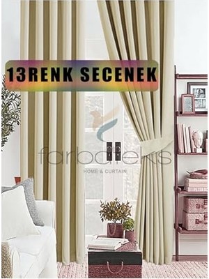 Kazan Hobi Bej Vizon Blackout Fon Perde, Kalın Güneşlik, Düz Dikim 460 x 260