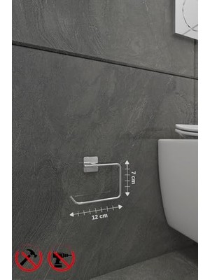 Kazan Hobi Kare Krom Yapışkanlı Açık Tuvalet Kağıtlık Tuvalet Kağıtlığı Wc Kağıdı Askısı