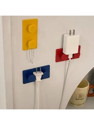 Alvera Yapı Bloğu (Tuğla) Şeklinde Yapışkanlı Duvar Askısı – 4'lü Set (Mavi, Kırmızı, Sarı, Yeşil)