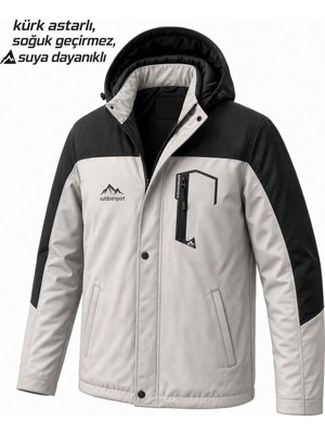 Oksit Tuc 1032 Içi Polar/kürk Astarlı Su Itici Termal Softshell Erkek Mont - Soğuk Geçirmez Spor Kaban