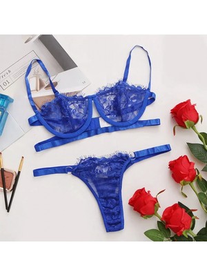 Pileli Store Balenli Anastasia Saks Dantel Bralet Takım