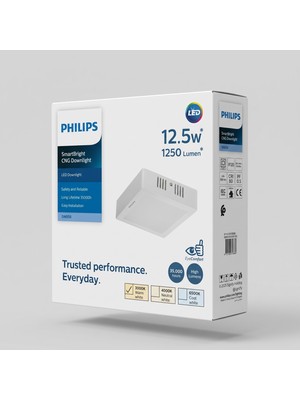 Philips Sıva Üstu Kare LED Spot 12.5W 1250 Lumen 3000K Sarı Işık 165X165MM 45MM