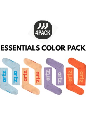 Arteziahn Essentials Color 4pack Unisex Spor & Lifestyle Havlu Taban Organik Pamuklu 4'lü Çorap Seti
