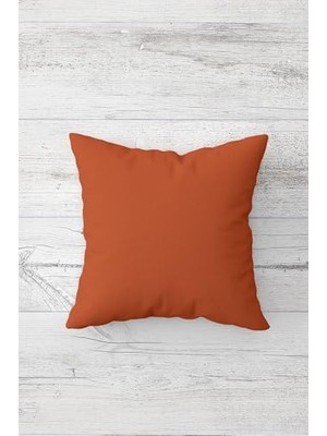 Kazan Hobi Düz Renk Kiremit Çift Tarafı Baskılı Gizli Fermuarlı Dekoratif Yastık Kılıfı, Bakır 45 x 45