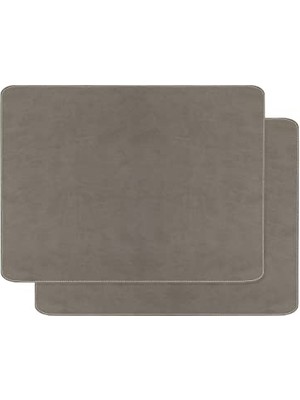 Kazan Hobi 2'li Gri Renk Deri Amerikan Servis 40 x 30 cm