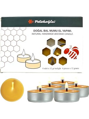 Kazan Hobi 6 Adet Tealight Mum Doğal Petek Balmumu Standart Boy