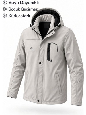 Oksit Tuc 2034 Içi Polar/kürk Astarlı Su Itici Termal Softshell Erkek Mont - Soğuk Geçirmez Spor Kaban Büyük Beden Erkek Mont