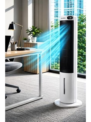 Kazan Hobi Sulu Soğutucu; Auhma ACFN07 40" Kule Tipi Fan, Buz Akülü Evaporatif Vantilatör, Akıllı Gece Modlu (Otomatik Hız Ayarlı), 70W Düşük Tüketim, 3l Su Tankı, Uzaktan Kumandalı, Sessiz Oda Soğutucu